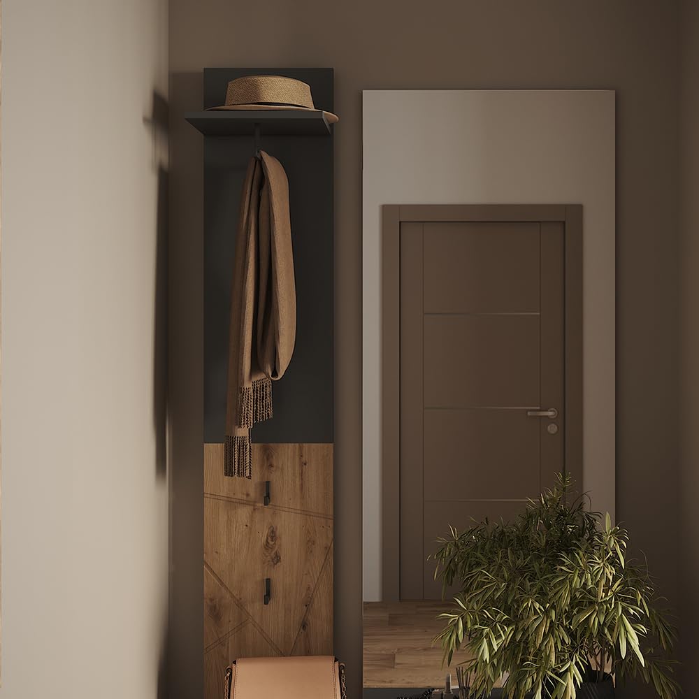 Vicco Appendiabiti da parete Irma, Antracite/Artisan, 31 x 160 cm | adatto per riporre e organizzare nell’ingresso