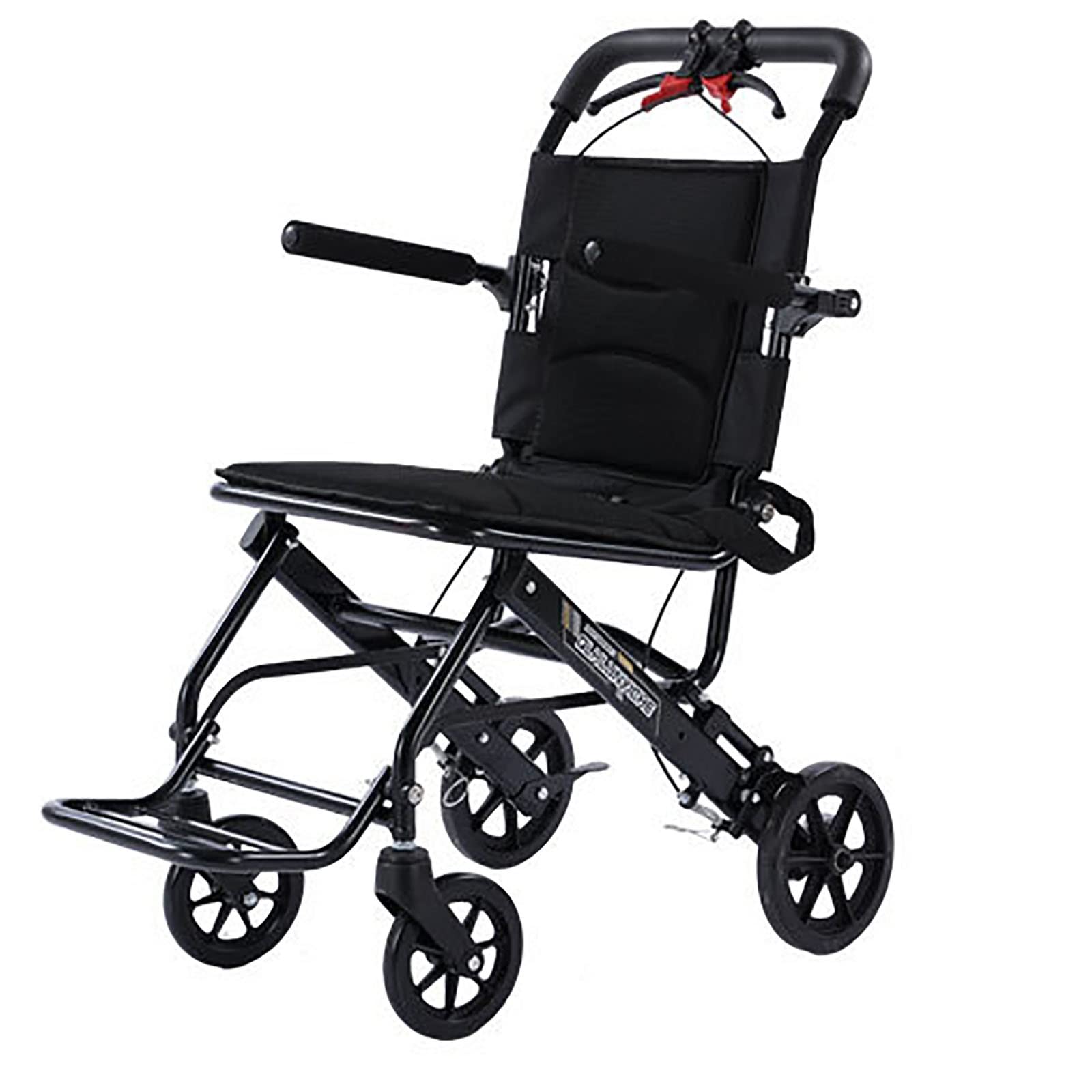 SXSLTSA Lightweight Aluminium Wheelchair, Folding Wheelchair Aluminium Alloy Portable Transport Wheelchair Trolleys for Elderly Aircraft Travel (Color : A)
