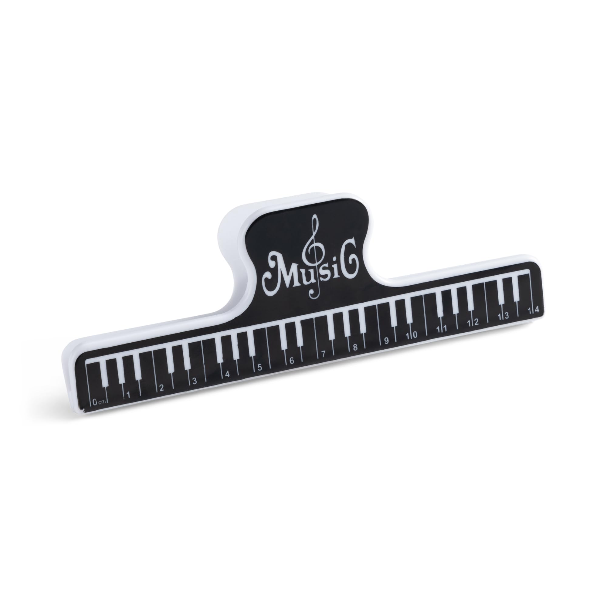 On-Stage Music Book Clip - Piano Accessories,Holds Books Open & Stabilizes Sheet Music, Scores on Music Stands, Spring Loaded, Hinged, Portable, Lightweight Plastic, Clamp, Black & White