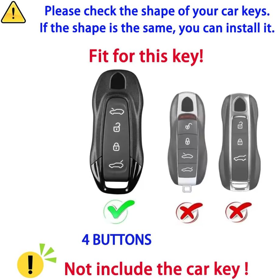 Premium Leather Protection Car Key Fob Cover Case Compatible with Porsche Macan EV Macan 4 2024 2025 Car Accessories Fingerprint-Resistant Key Fob Protector Keyring 4 Buttons-Titanium Gray