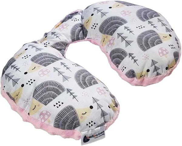 Medi Partners Cuscini da Viaggio Bambini Cuscino per Collo Seggiolino Auto - 100% Cotone Minky Bambino Poggiatesta Cervicale Testa Neonato Aereo Pillow (Radura con Minky grigio) - 4