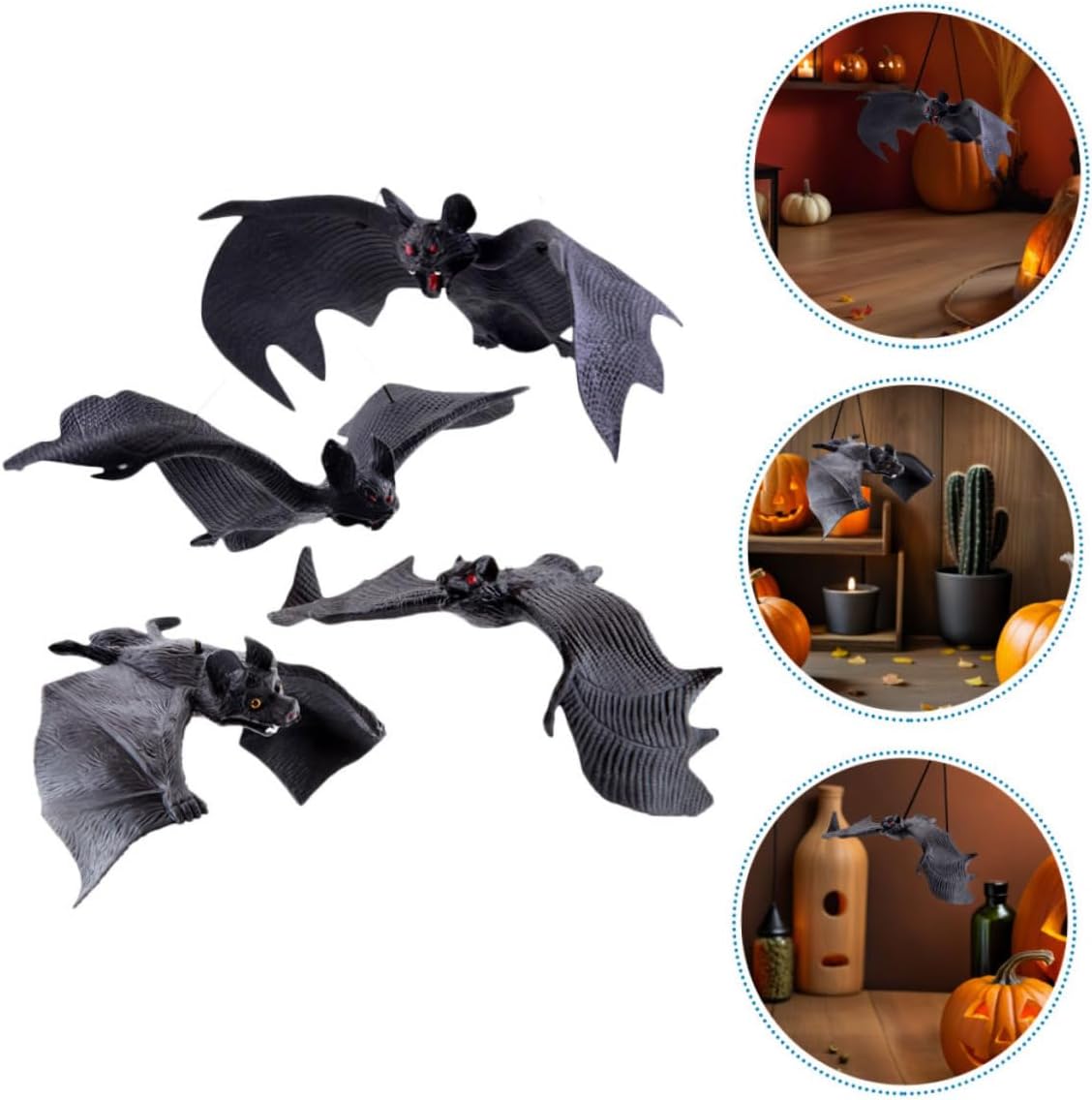 Abaodam 8pcs Realistic Hanging Bat Decorations Set, Simulation Flying Bat Pendants for Indoor and Outdoor Halloween Party, Window Hanging Pendant Halloween Supplies, Large and Small Thick