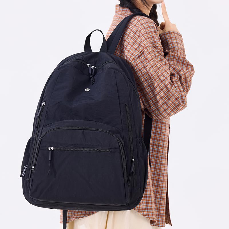 Mochila para mujer para portátil resistente al agua negra miniatura 2