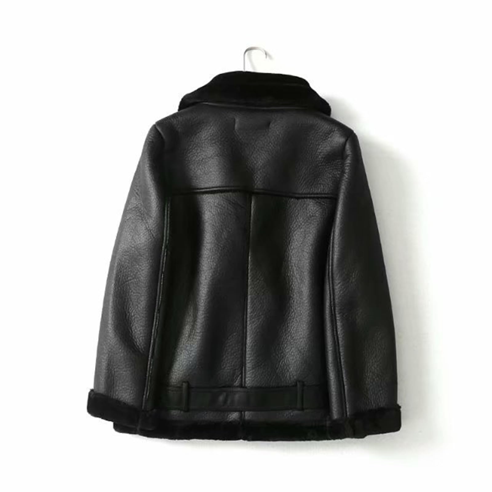 M&Catree Chaqueta Mujer de Ante Sintético, Cazadora Moto Biker con Forro de Borreguito, Abrigo Invierno Aviador Bomber con Pelo Sintético