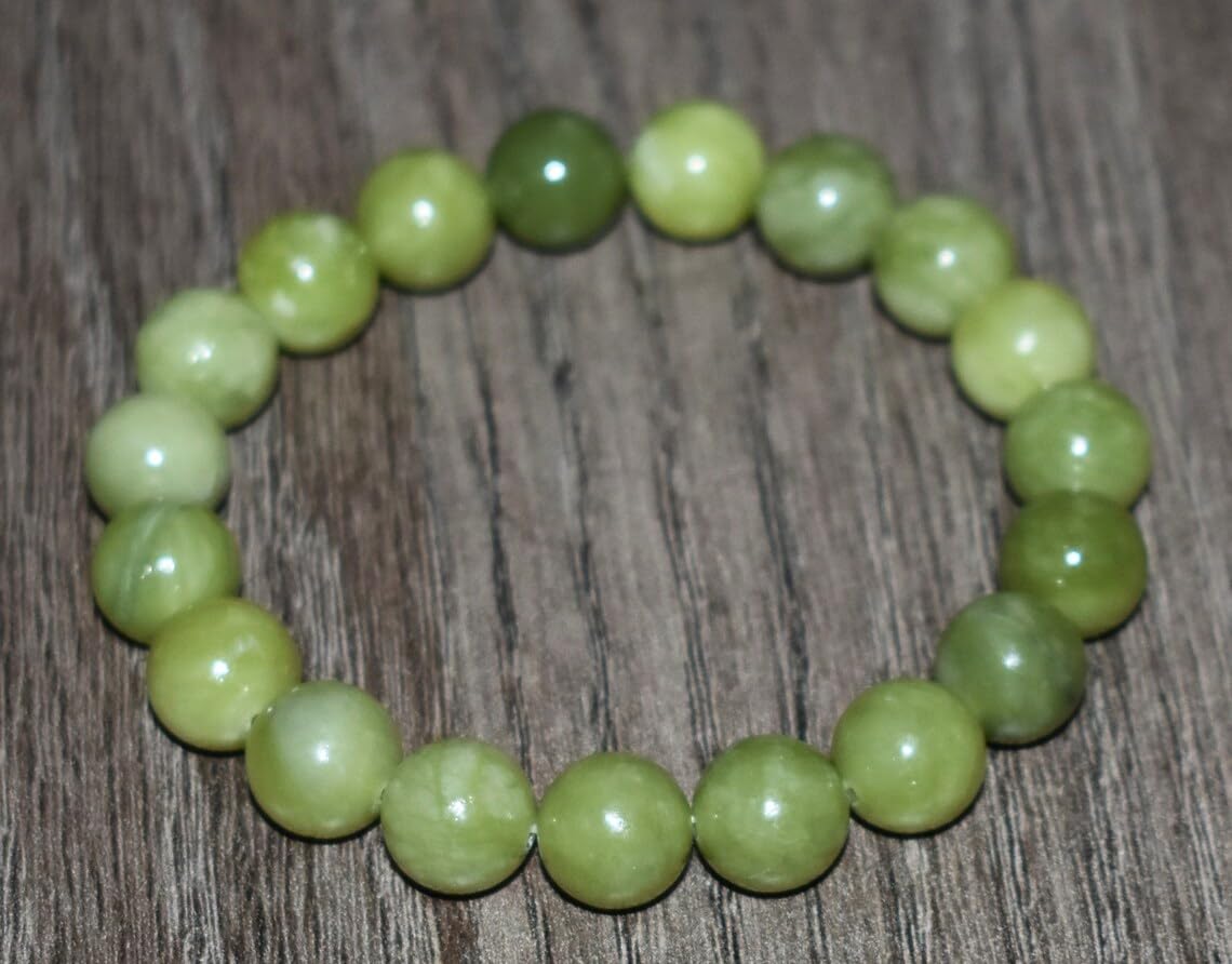 Braccialetto in diaspro verde fatto a mano con pietre semipreziose naturali da 10 mm, perline rotonde lisce ed elastiche, braccialetto bohémien, braccialetto per meditazione spirituale, regolabile,