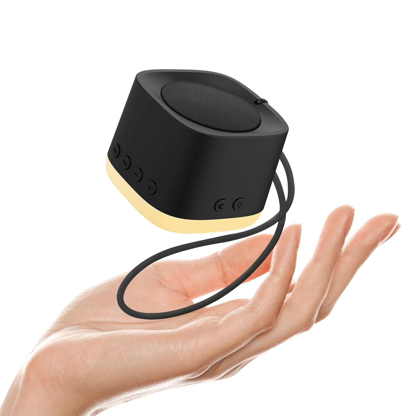 Portable White Noise Machine,Mini Sound Machine for Travel with Breathing Night Light,16 Soothing Sounds,Timer,Rechargeable Brown Noise Machines for Sleeping Adults Gift,Office Privacy,Home (Black)