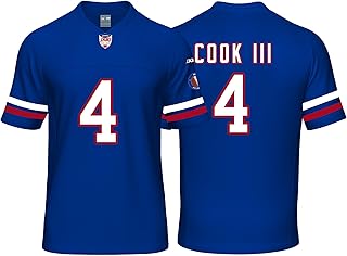 Custom Mens/Youth Football Stitched T-Shirt for Sports Fan Blue/White No Brand/Logos