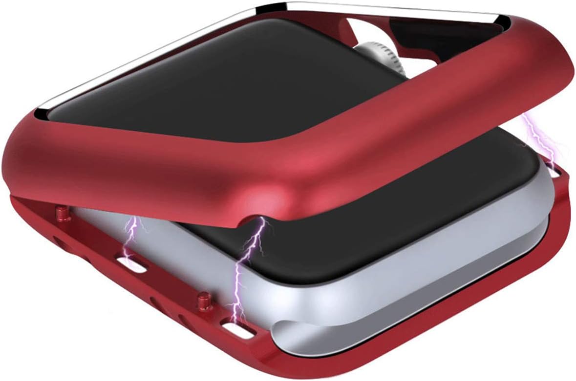 UNIYA Case for Apple Watch Series 6/SE/Series 5/ Series 4 40mm, Magnetic Adsorption Aluminum Metal Frame Screen Protector iWatch Series 6/SE/Series 5/ Series 4 Case (40 mm, Red)