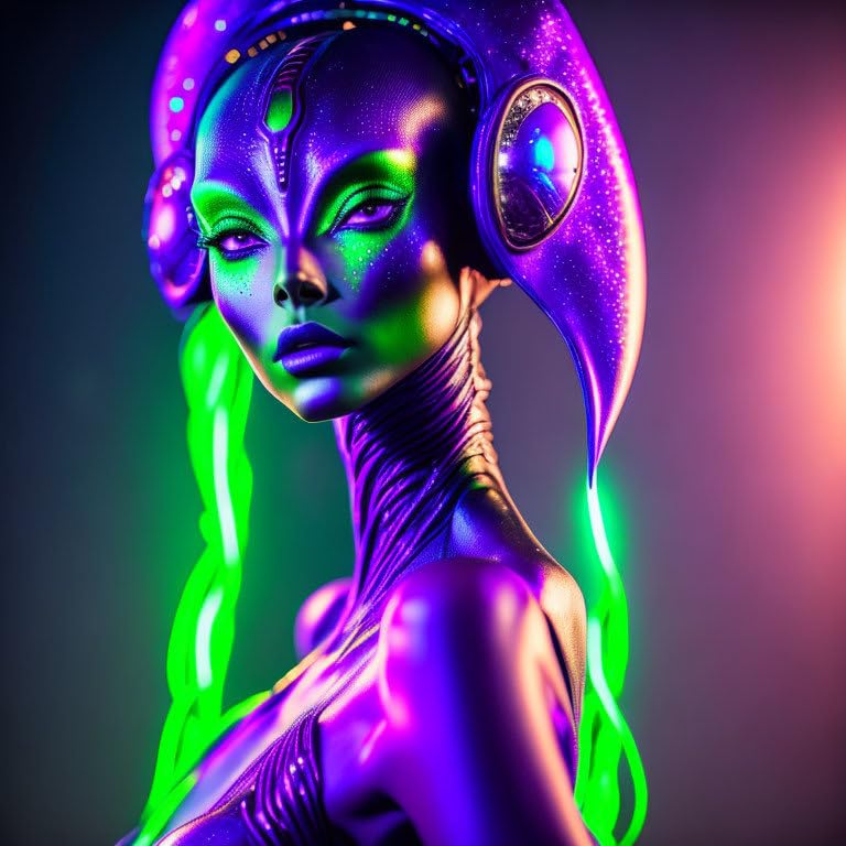 Alien humanoïde féminin mince affiche toile SERENDIPITP poster science-fiction 58x90cm