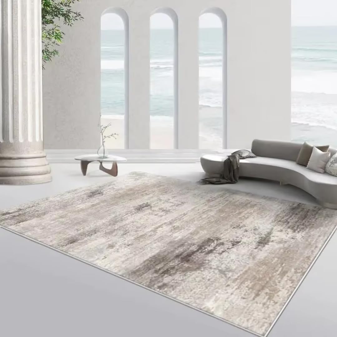 Tapis de salon abstrait et luxueux en flanelle grande taille minimaliste