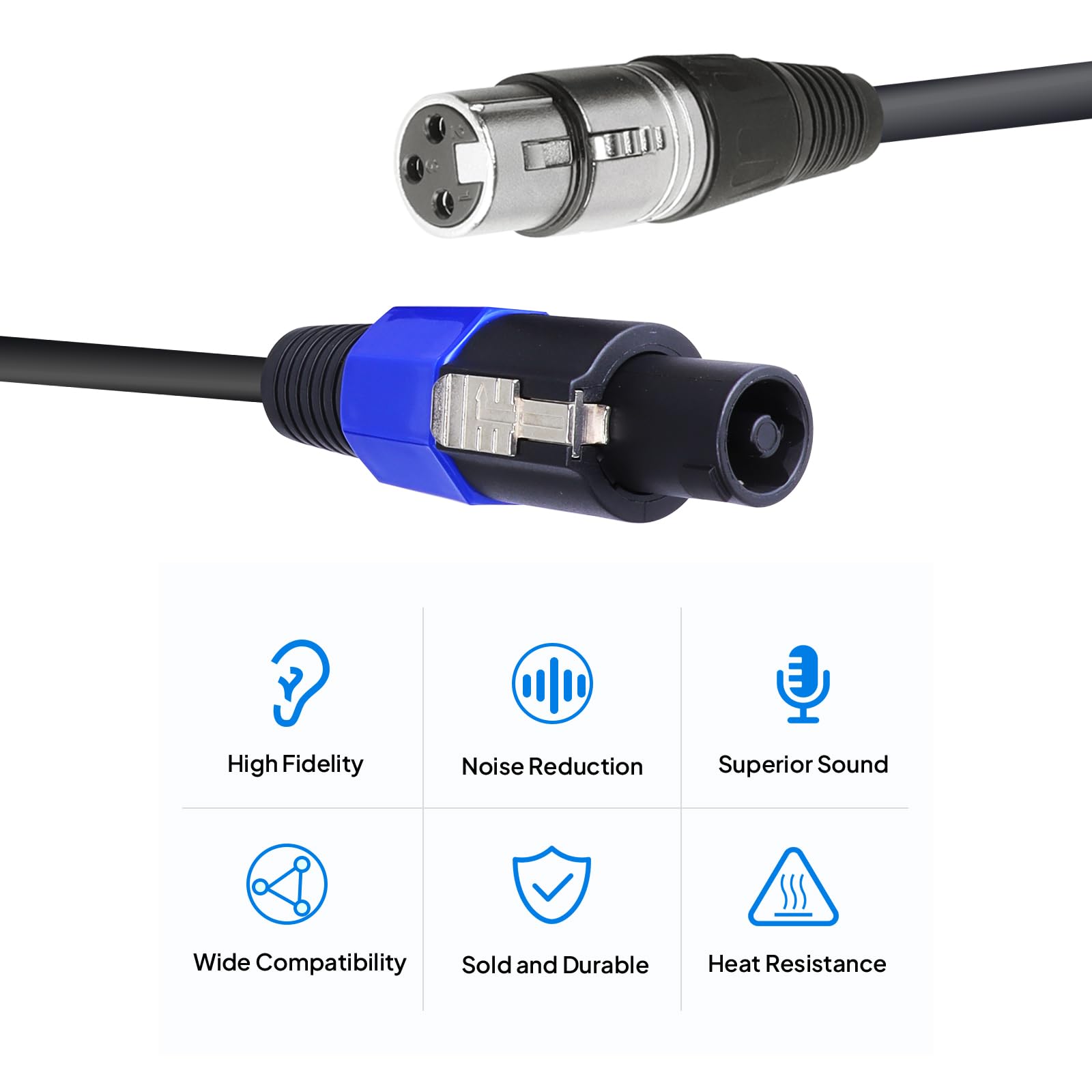 Speakon auf XLR-Kabel, SpeakON-Stecker auf 3-polige XLR-Buchse, Mikrofonkabel, NL4FC Twist-Lock-Stecker auf XLRF-Lautsprecherverlängerungskabel für PA, Verstärker, Bühnenmonitor, 2 Stück