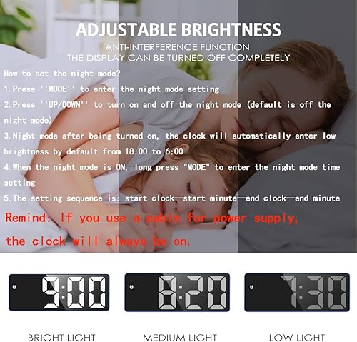 Miniatura 3 de Reloj despertador digital, reloj LED para dormitorio, reloj electrónico de escritorio con pantalla de temperatura, brillo ajustable, control de voz,