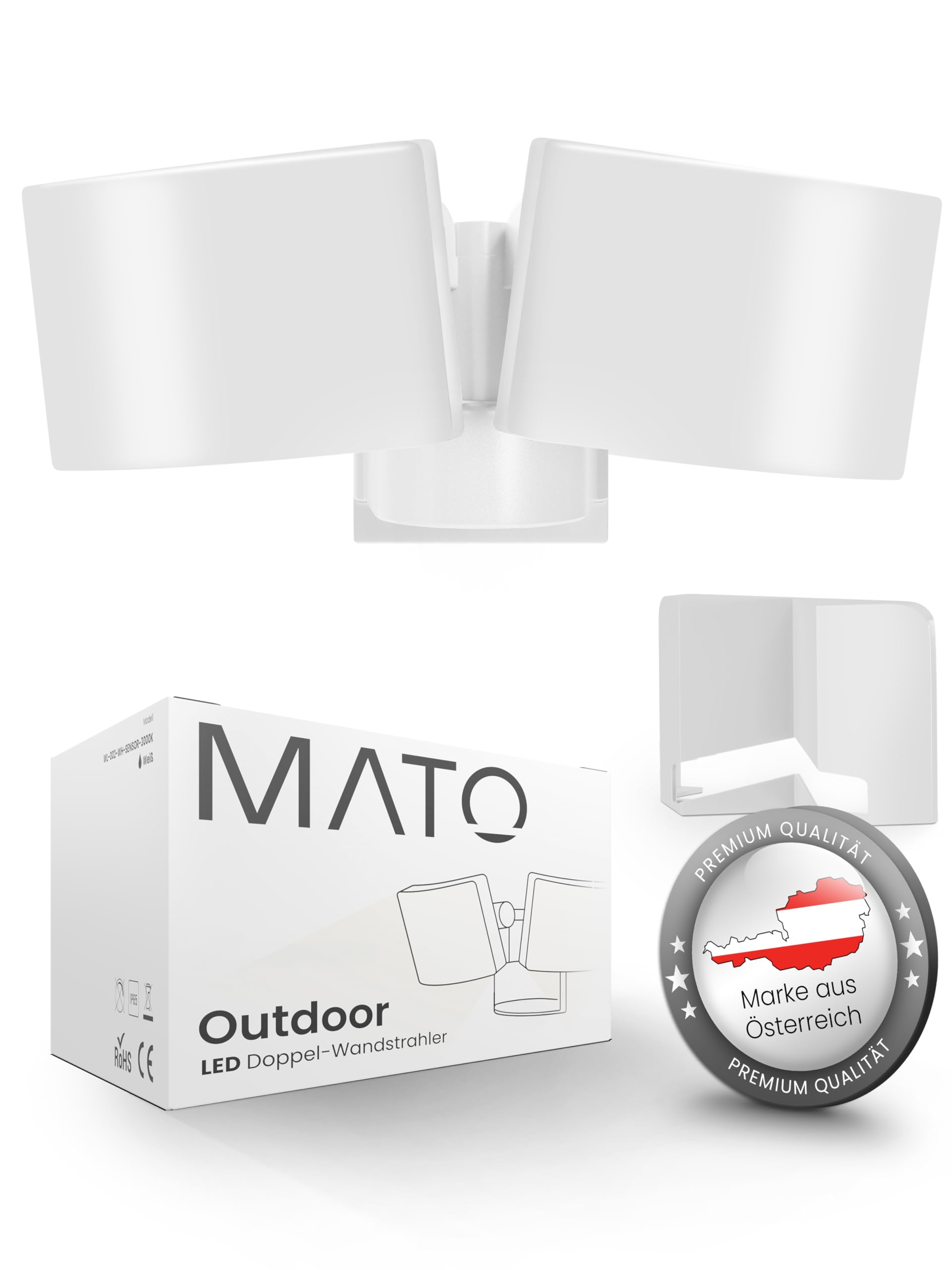 MATO Lumax Duo LED Strahler Wand Außen - 40W Wand Außenleuchte inkl. Eck-Adapter - 3000K Warmweiß, IP65 Wetterfest - Aussenlampe, Außenstrahler, Wandstrahler, Wandleuchte