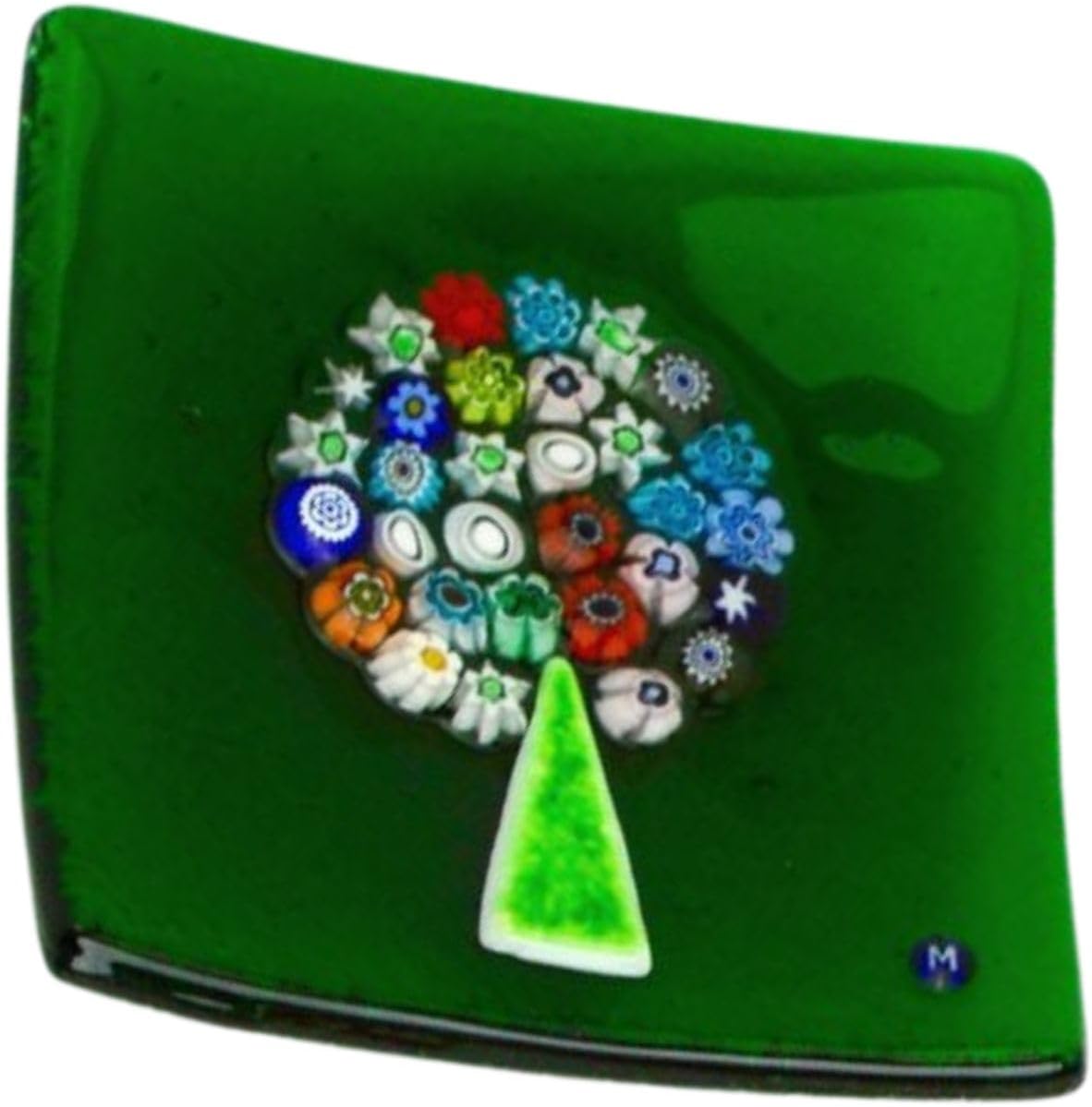 MY ITALIAN DÉCOR Murano Glass Tree of Life Flat Dish, Decorative Dish, Jewelry Tray, Jewelry Holder, Made in Italy (Sky Blue)