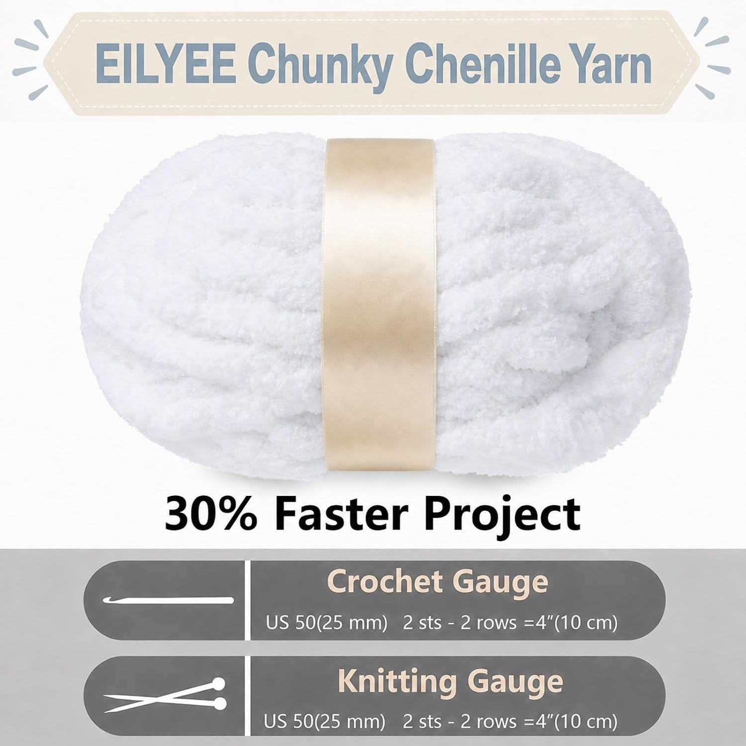Chunky Chenille Yarn for Crocheting Blanket Scarf DIY 2 Pack
