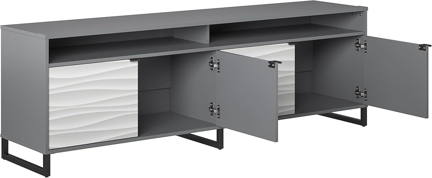 Ameriwood Home Monterey Media Console for TVs up to 85", Faux Wave with Graphite
