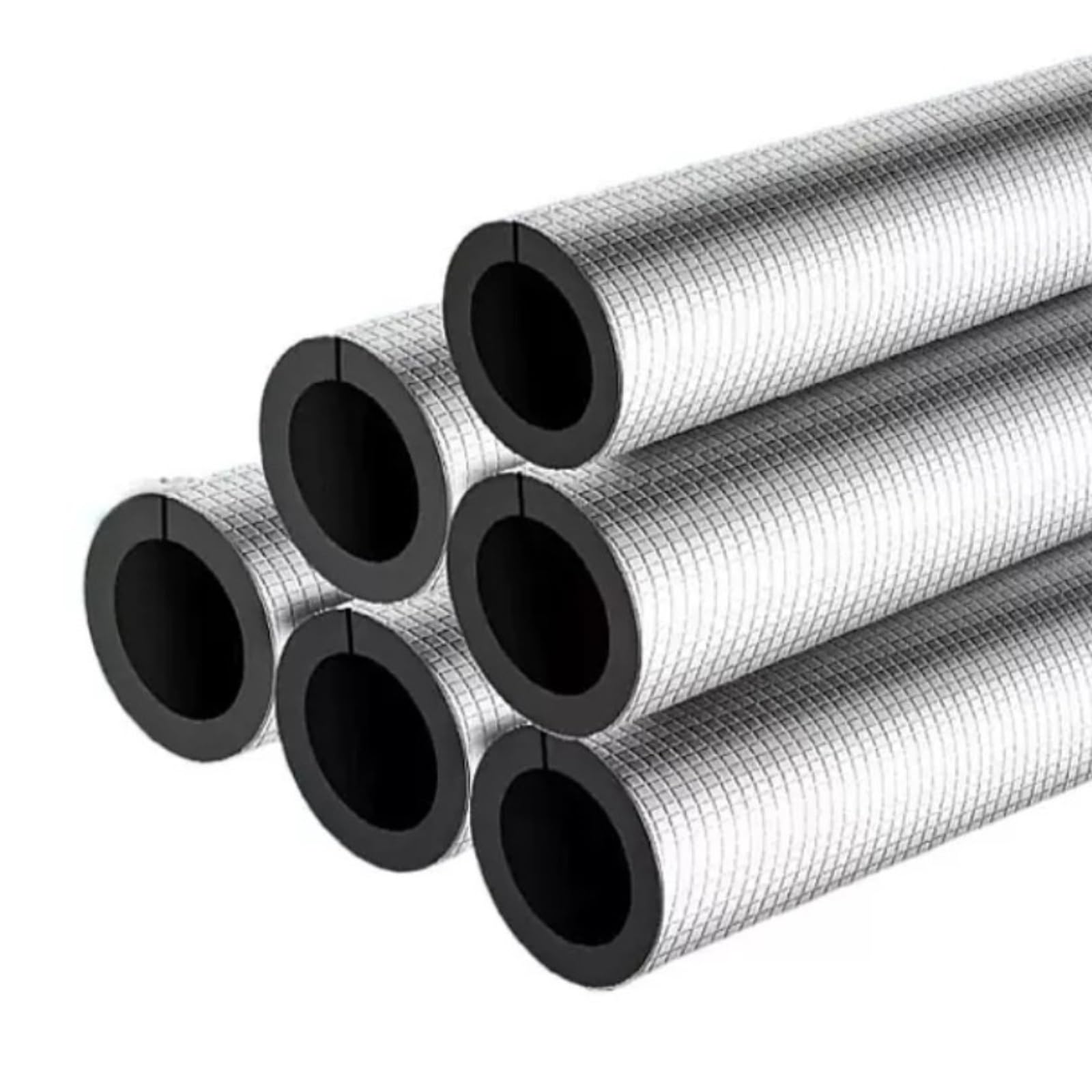 Tubo De Espuma, Fundas De Aislamiento Térmico Para Tuberías Exteriores, Coquilla Aislamiento De Aluminio Autoadhesivo Anticongelante Manguera Aislante De Caucho ID 48(ID219mm x T50mm x L0.9m)