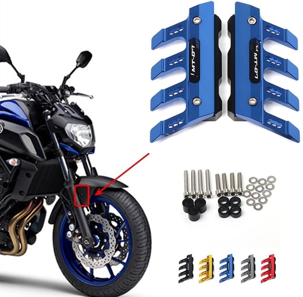 SCUUBE for Yamaha MT-07 MT07 FJ07 FZ07 Motorcycle Fall Side Guard Front Fork Protector Front Fender Protection Block Side Guard CNC Aluminum Motorcycle Accessories (Color : Orange)