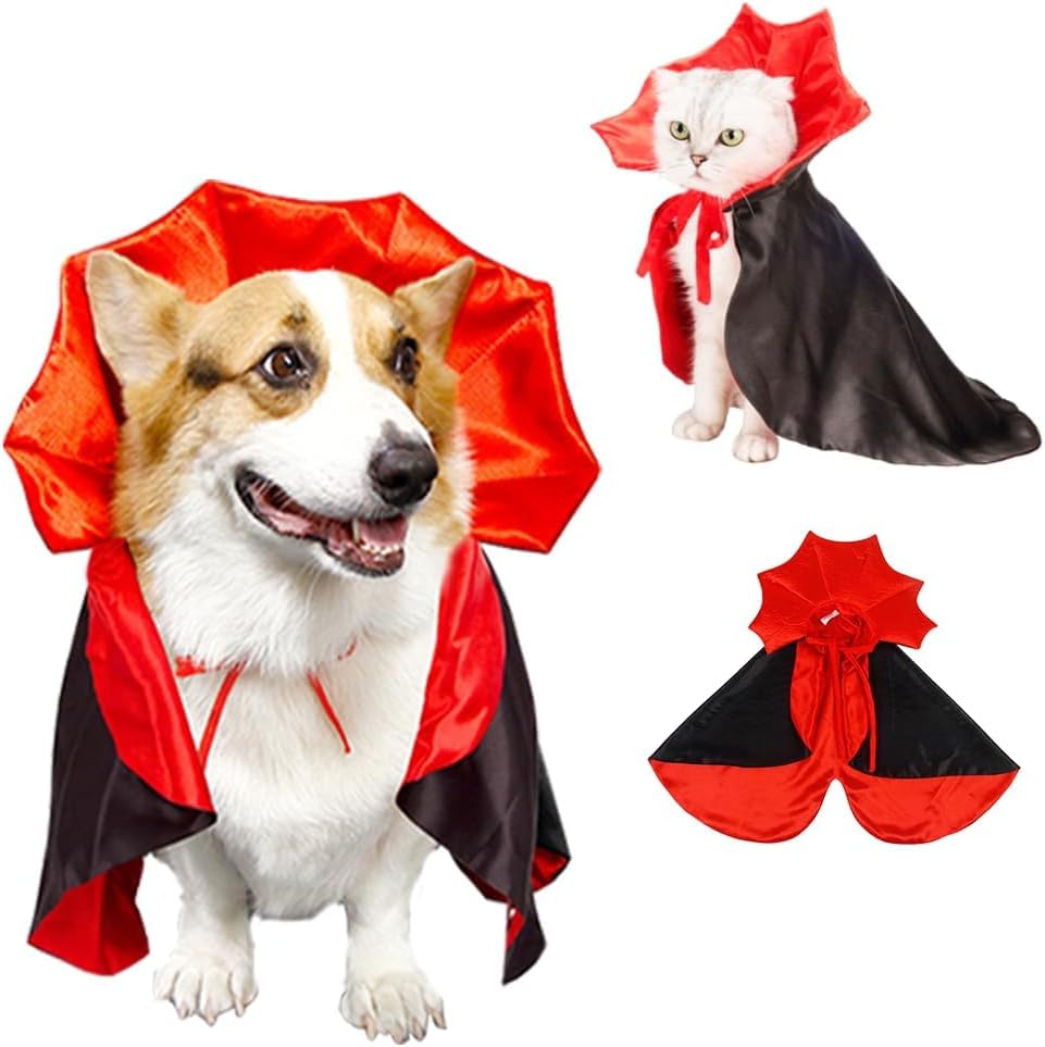 Disfraz de Vampiro para Perro Halloween Capa Roja Talla Pequeña
