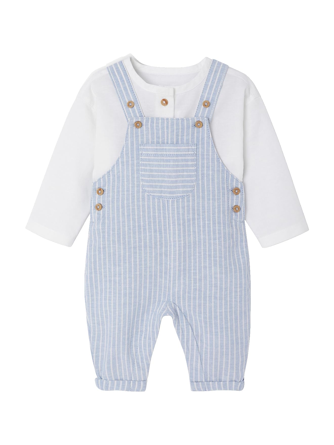 VERTBAUDET Ensemble bébé naissance cérémonie chemise salopette en lin et coton