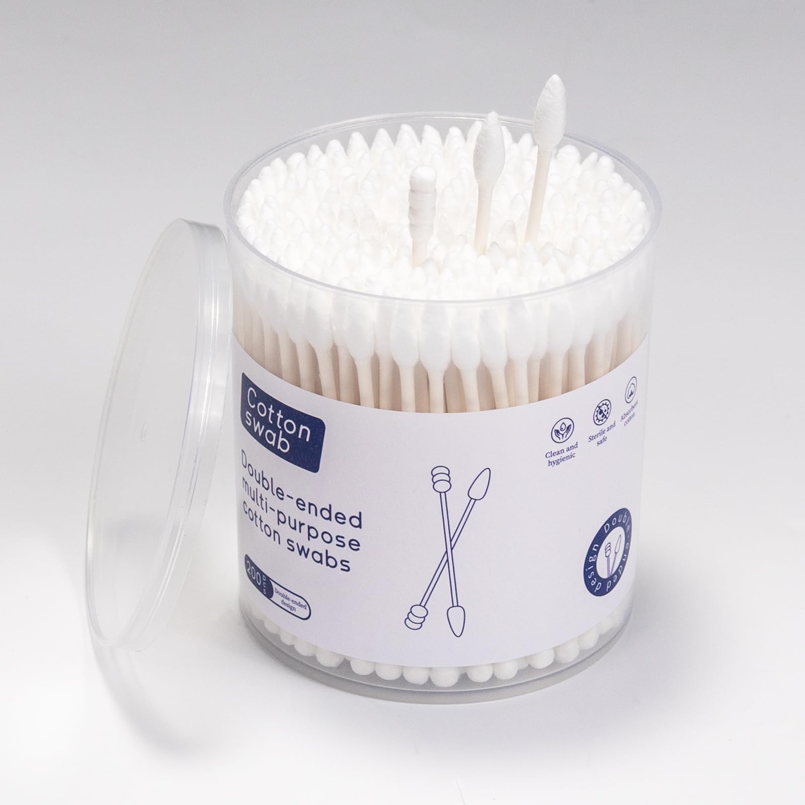 200pcs-Baby Safety Cotton Swabs, 100% Pure Organic Cotton, Paper Sticks(Spiral and Pointed)