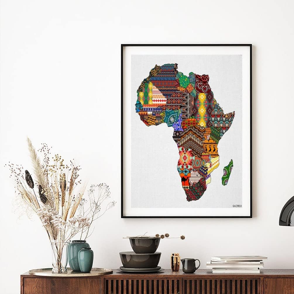 QAZWSX 5D Diamond Painting African Map of Africa in Pattern Style Full Drill by Number Kits, DIY Craft Paint with Diamonds Arts Embroidery Cross Stitch Decorations 30 x 40 cm / 12 x 16 inch