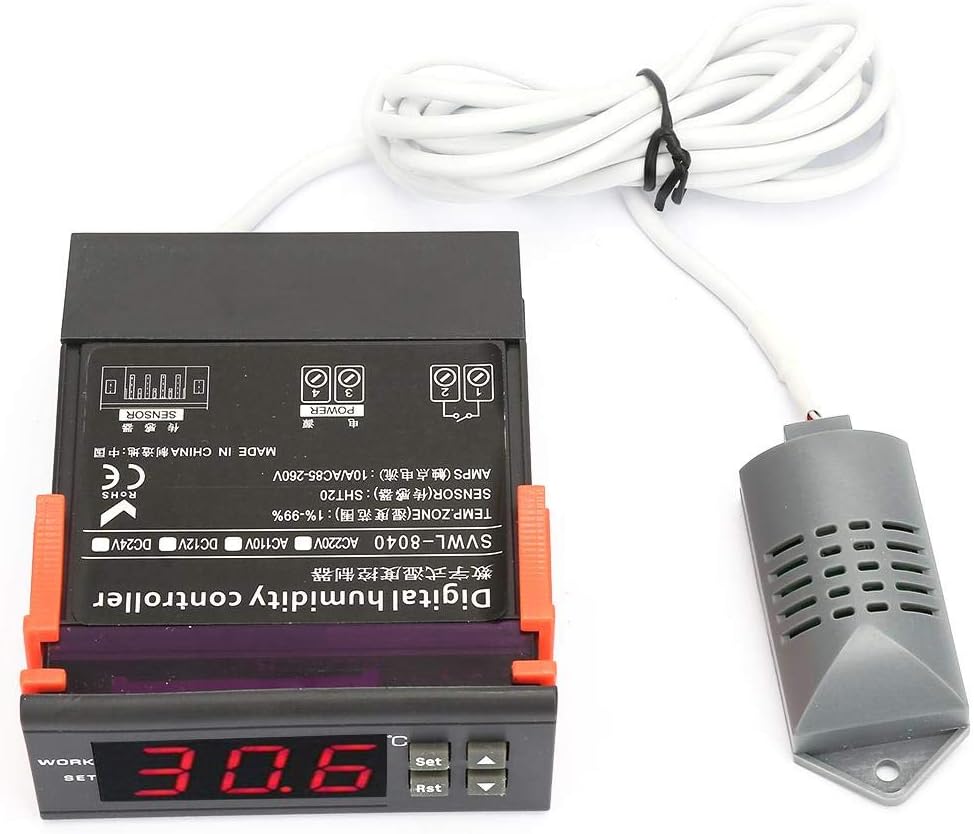 Humidity Controller SVWL-8040 220V LED Digital Air Humidity Control Meter with Temperature Sensor Probe 1%-99% RH