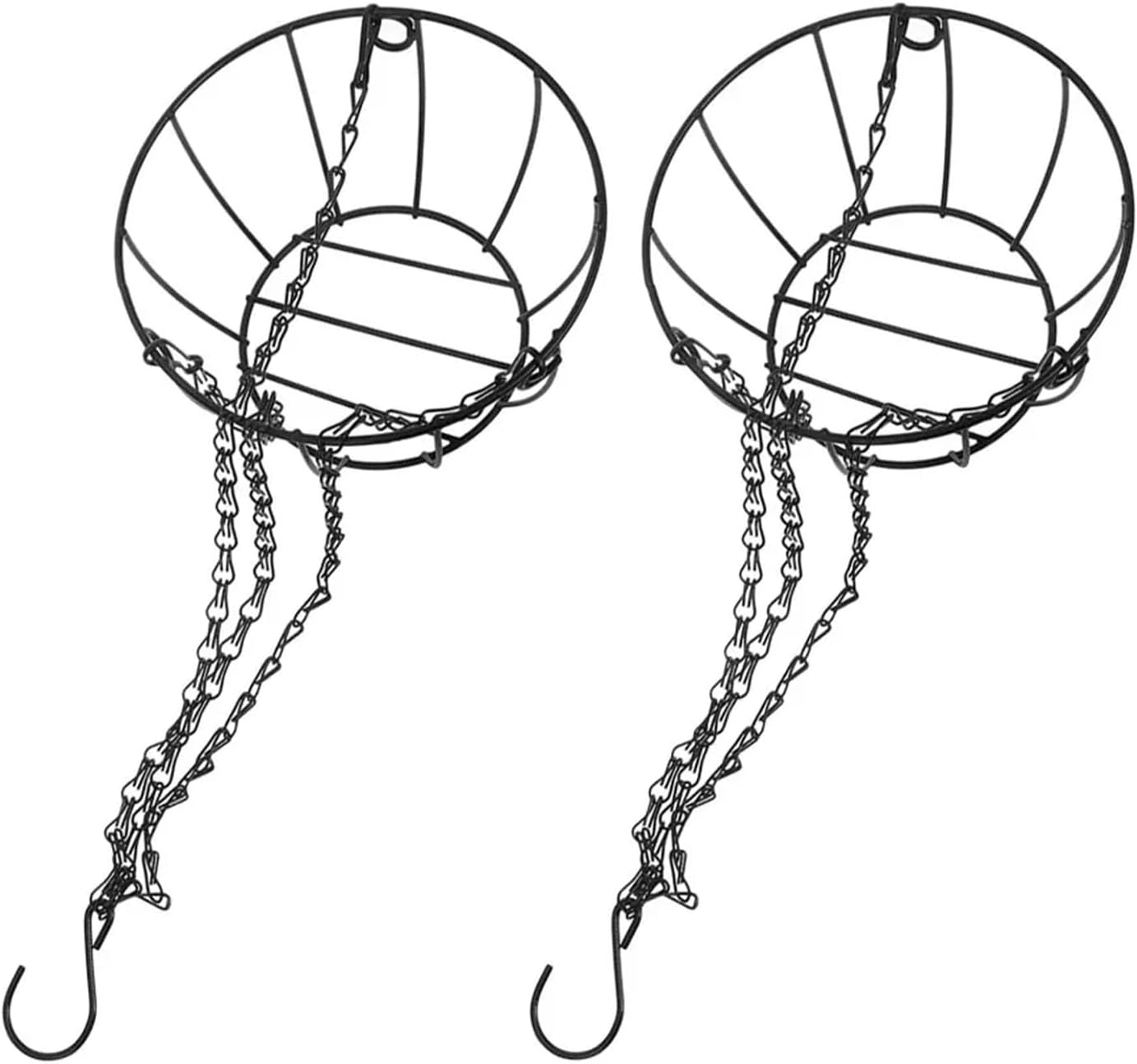 2 pcs Metal Hanging Planter Basket Round Wire Plant Holder with Chain for Indoor Outdoor Garden Balcony Porch Flower Pots Hanger for Planters