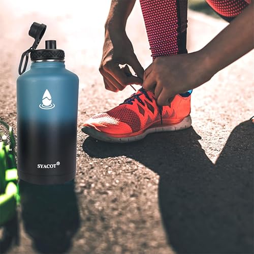 Miniatura 8 de Jarra de agua aislada de 1 galón, botella de agua de acero inoxidable aislada, tapa con popote y tapa para beber, botella de agua grande de acero