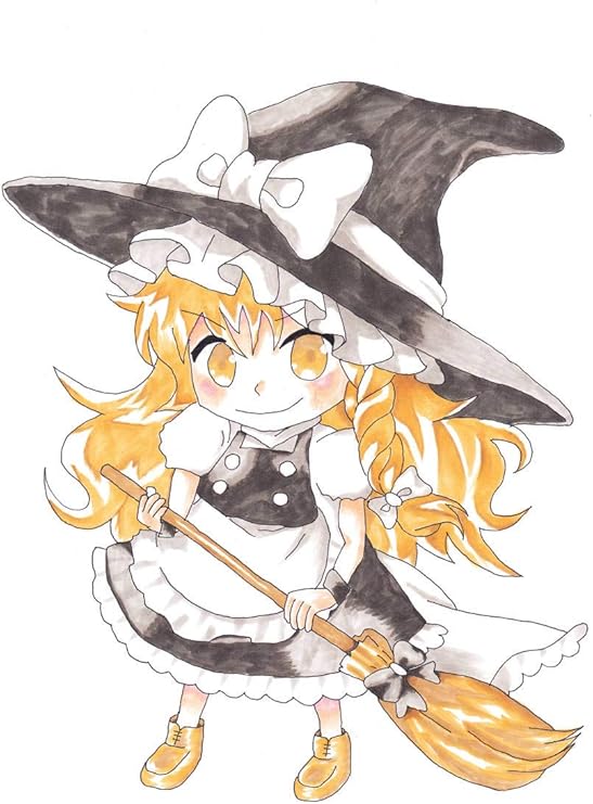 Amazon 東方project 霧雨魔理沙 ミニキャラ 手描きイラスト コピック ａ４ アニメ 萌えグッズ 通販