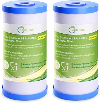 AQUALINK PP10BB-CC 5 Micron 10" x 4.5" Whole House Sediment Activated Carbon Water Filter Replacement for GE FXHTC, GXWH40L, GXWH35F, GNWH38S, RFC-BBSA, W50PEHD, DuPont WFHD13001