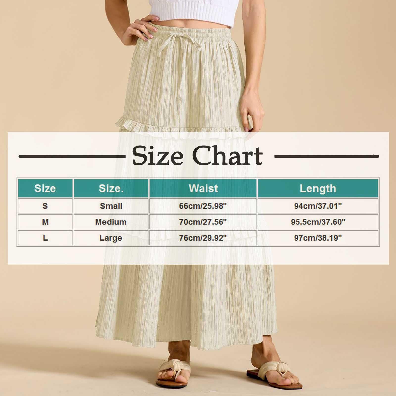 Women Midi Skirt Summer Boho Elastic High Waist Beach Long Skirts Casual Trendy Hem Pleated A-Line Flowy Swing Skirt Green
