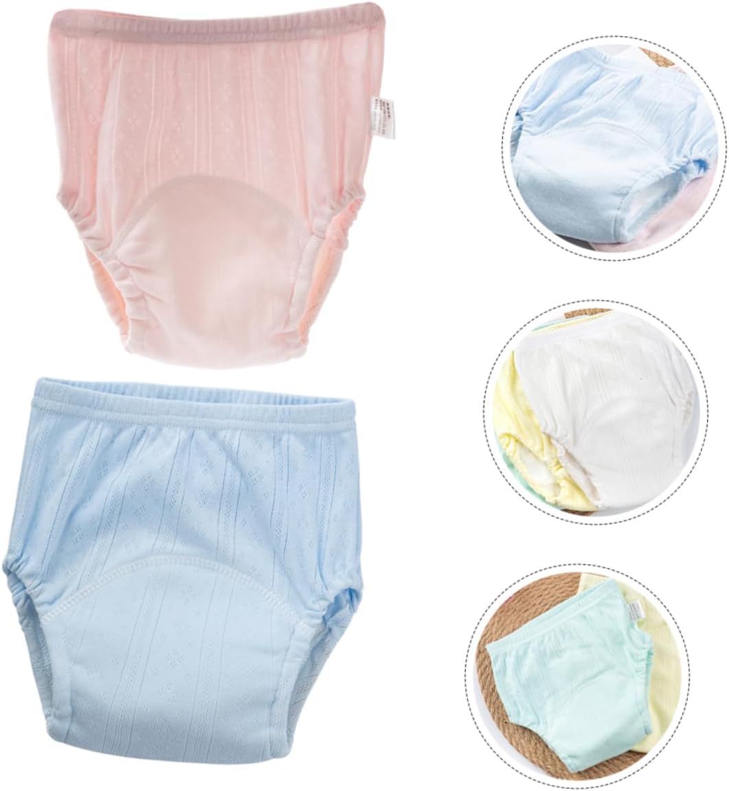 Kisangel 2pcs Boy Girl Diaper Pants Cotton Diaper Washable Reusable Feature for Easy Potty Training