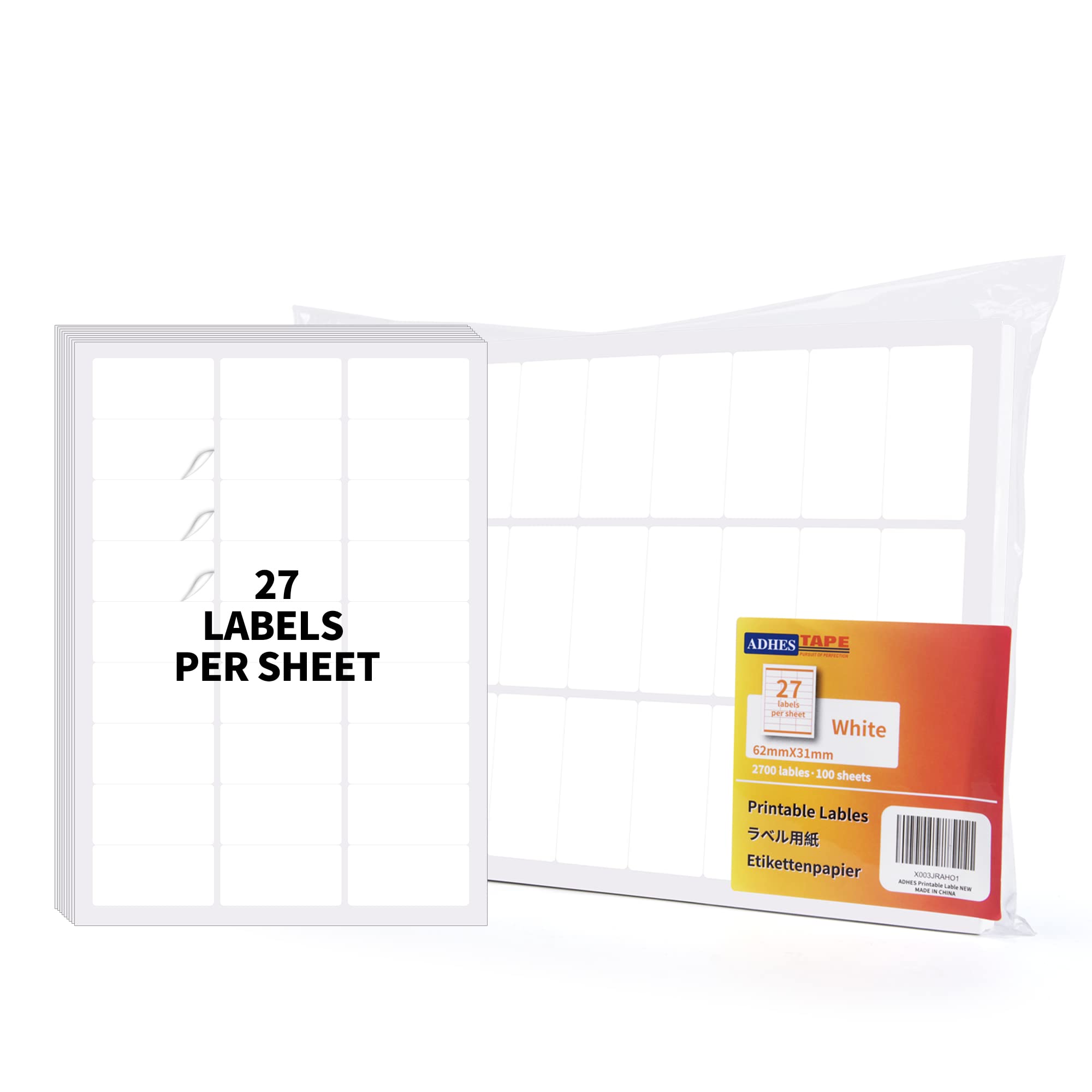 ADHES 2-3/7"x 1-1/5"(62mm*31mm) Direct Thermal Labels, 100 Sheet Address Label