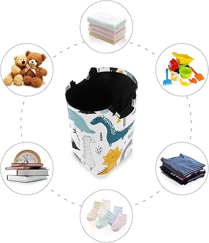 Miniatura 5 de senya Cesta de almacenamiento grande con asas, organizador plegable para ropa de guardería, juguetes, estilo dinosaurio escandinavo