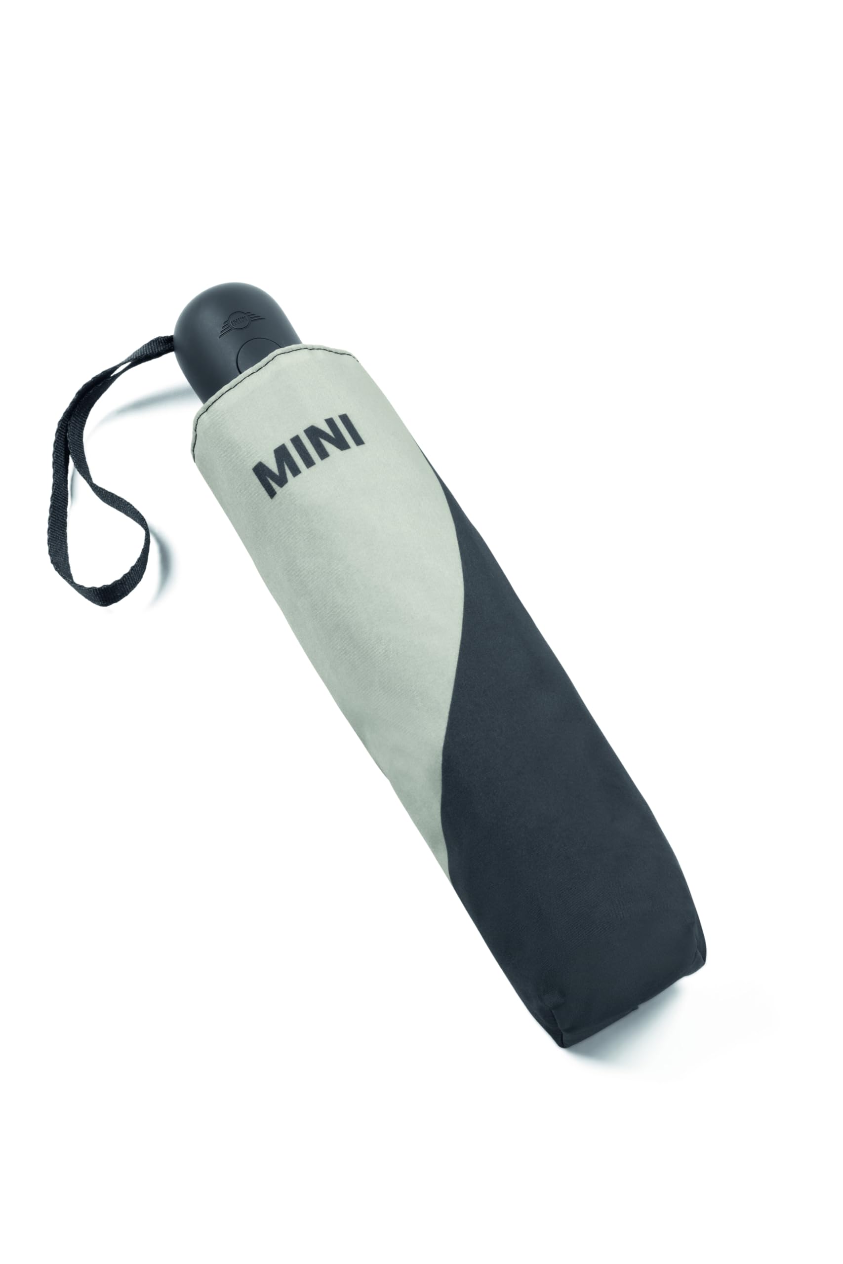 Mini Grey/Black Genuine Umbrella Foldable Car Face Detail Push Button Strap