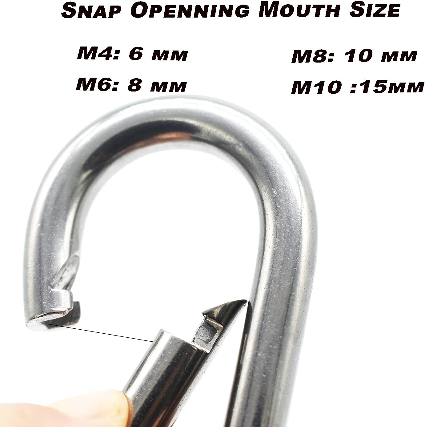 10 PCS M5 2 inch Stainless Steel Heavy Duty Carabiner Clips Keychain with Round Hole Snap Hook Quick Links Safety Chain Rigging Accessories Tool - Image 6