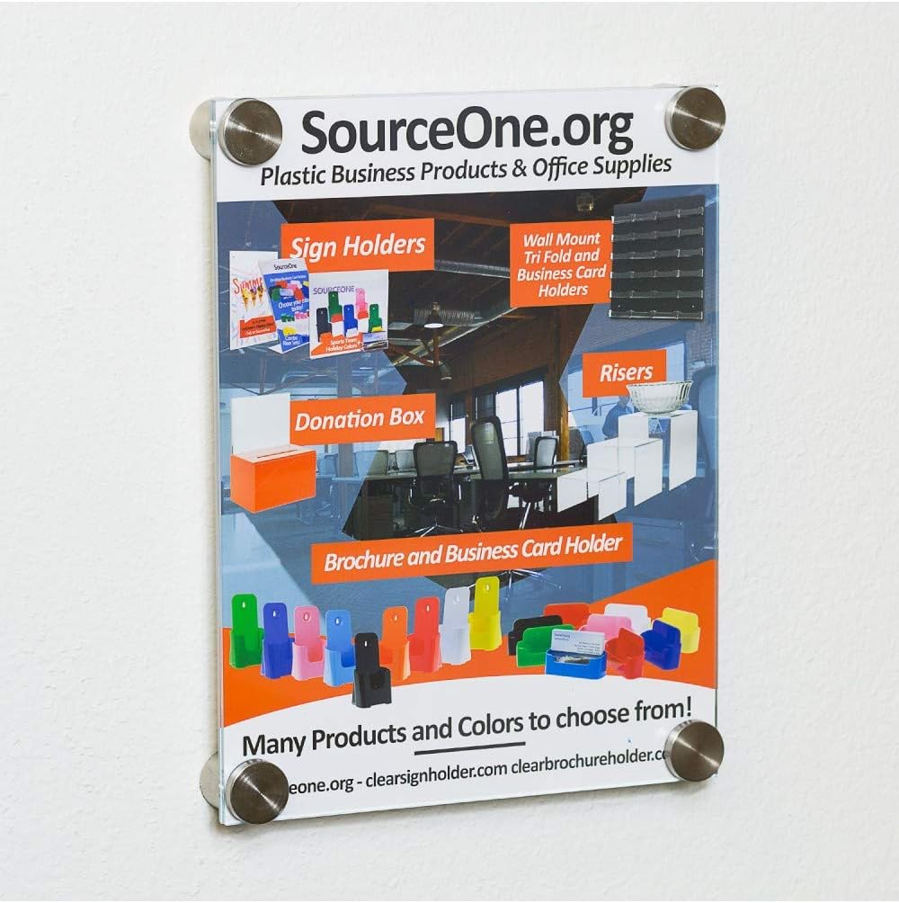 SOURCE ONE Acrylic Sign Holder with Standoff, Clear