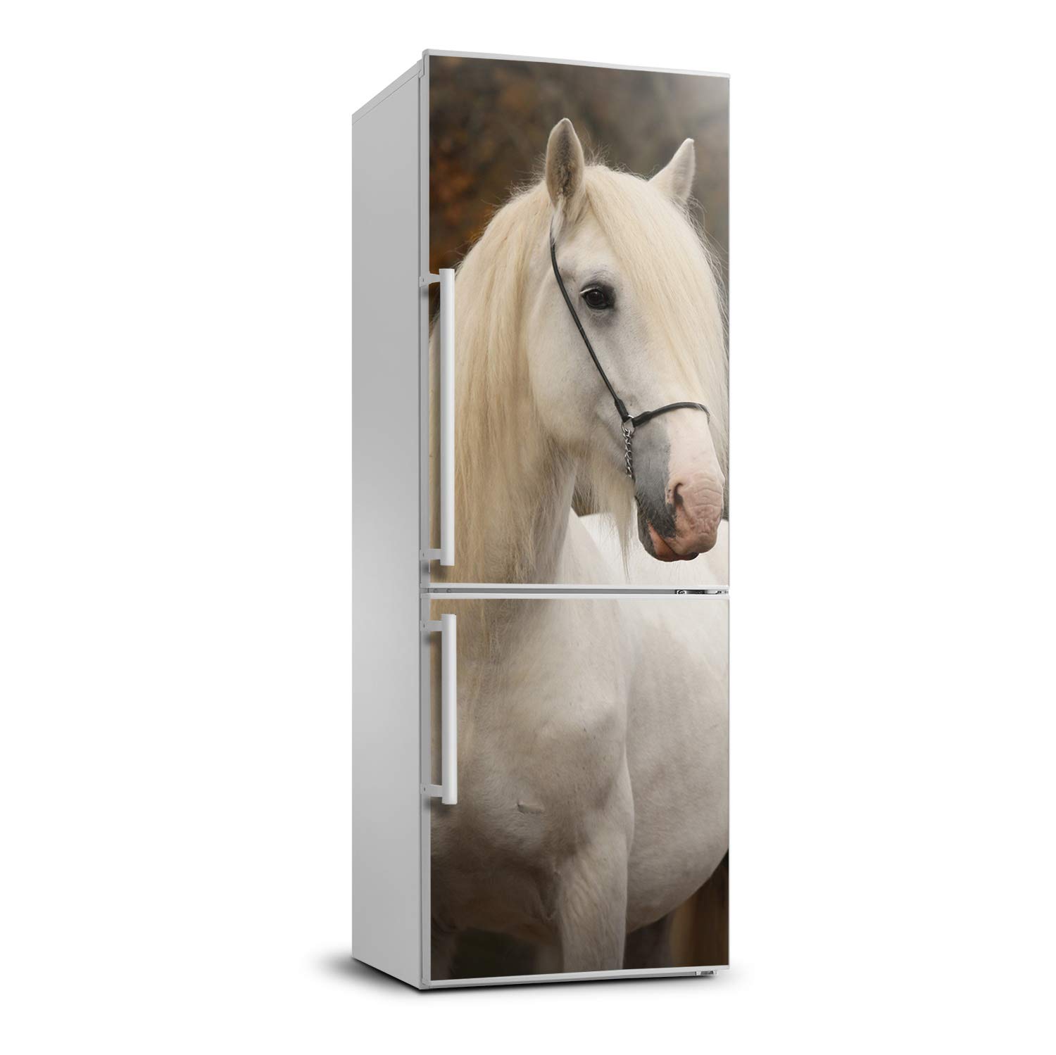 Vinilo para nevera de caballo blanco en tamaño 70x190 cm autoadhesivo para cocina