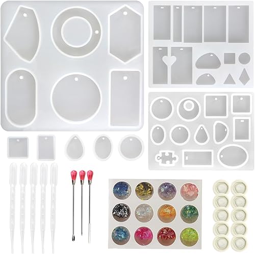 Miniatura 5 de FUNSHOWCASE Molde de silicona epoxi con agujero para joyería collar llavero lote