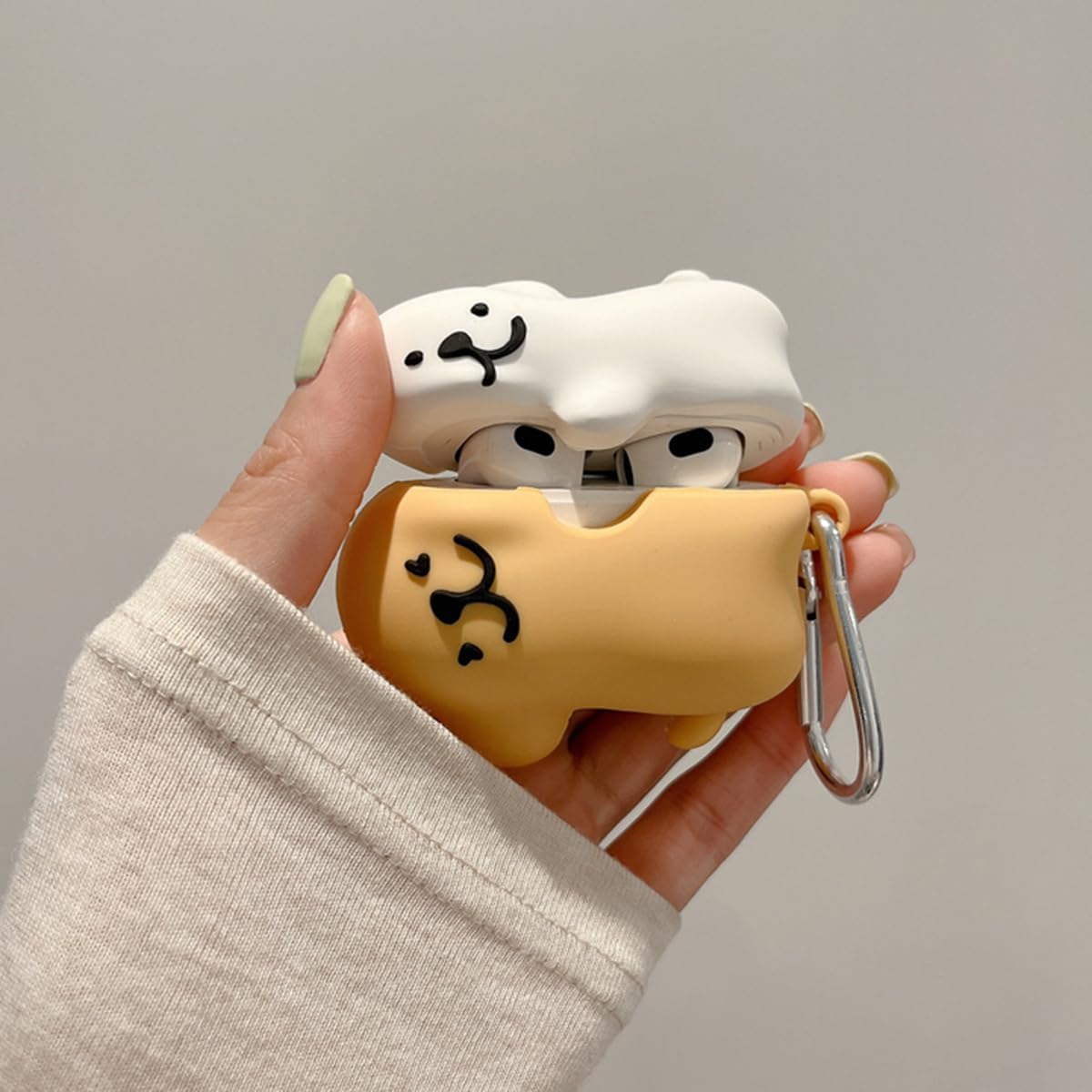 Cute Cartoon Cuddle Dog Case for Airpods Pro2, Soft Silicone Bluetooth Headphone Case Cover with Carabiner for Girls Women, Portable Silicone Protective Cover Shockproof Compatible with Airpods Pro2