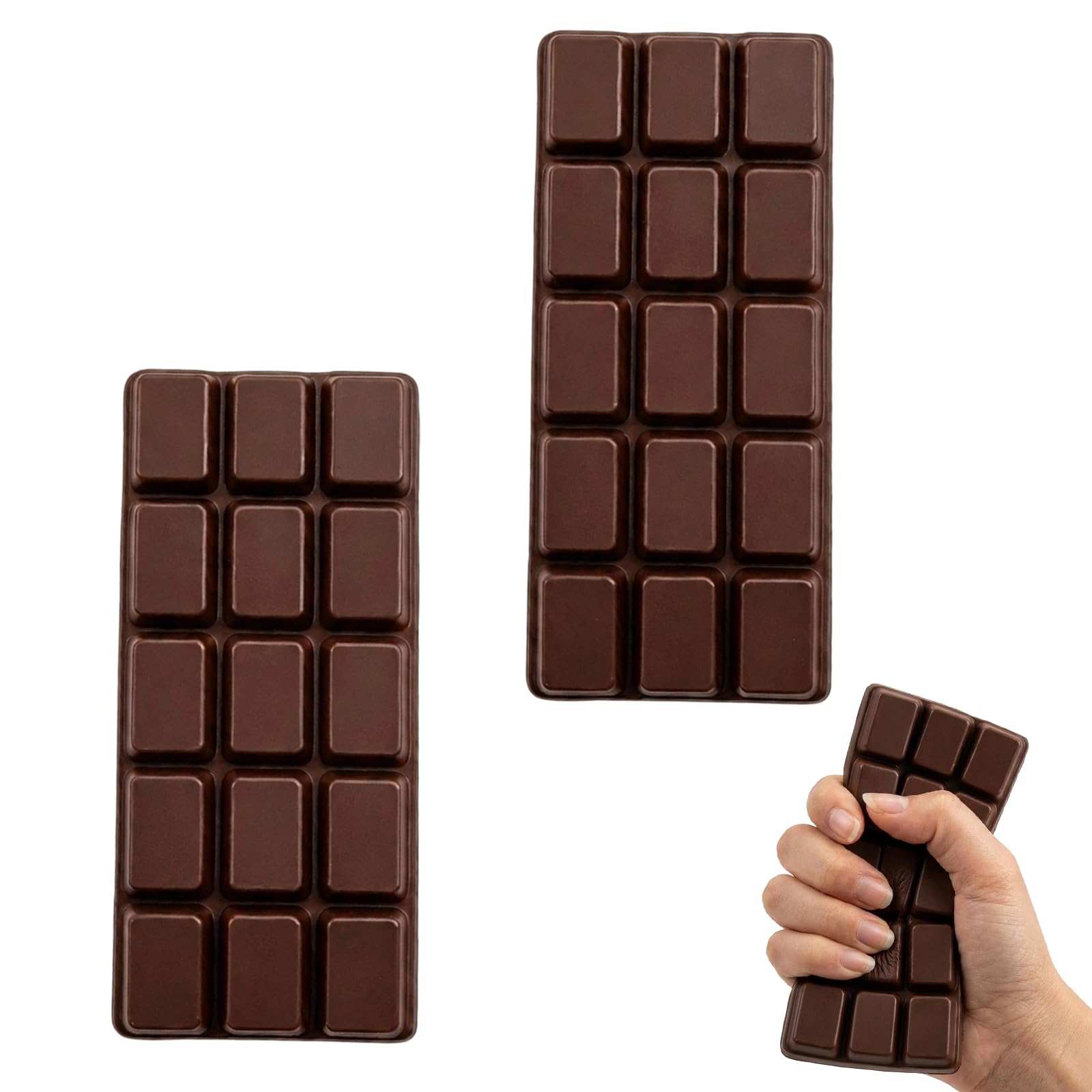 2PCS Chocolate Squishy, Slow Rising Squishies Chocolate Bar Set, Stress Relief & Focus Tool for Adults, Office Desk Sensory Item, Realistic Appearance, Portable for Travel & Work