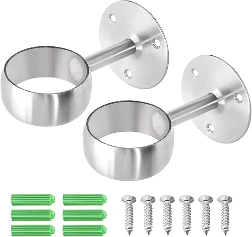 Miniatura 2 de Soporte de barra de cortina de montaje en techo, paquete de 2 unidades, soportes de brida de acero inoxidable de 2 pulgadas, soportes de brida de