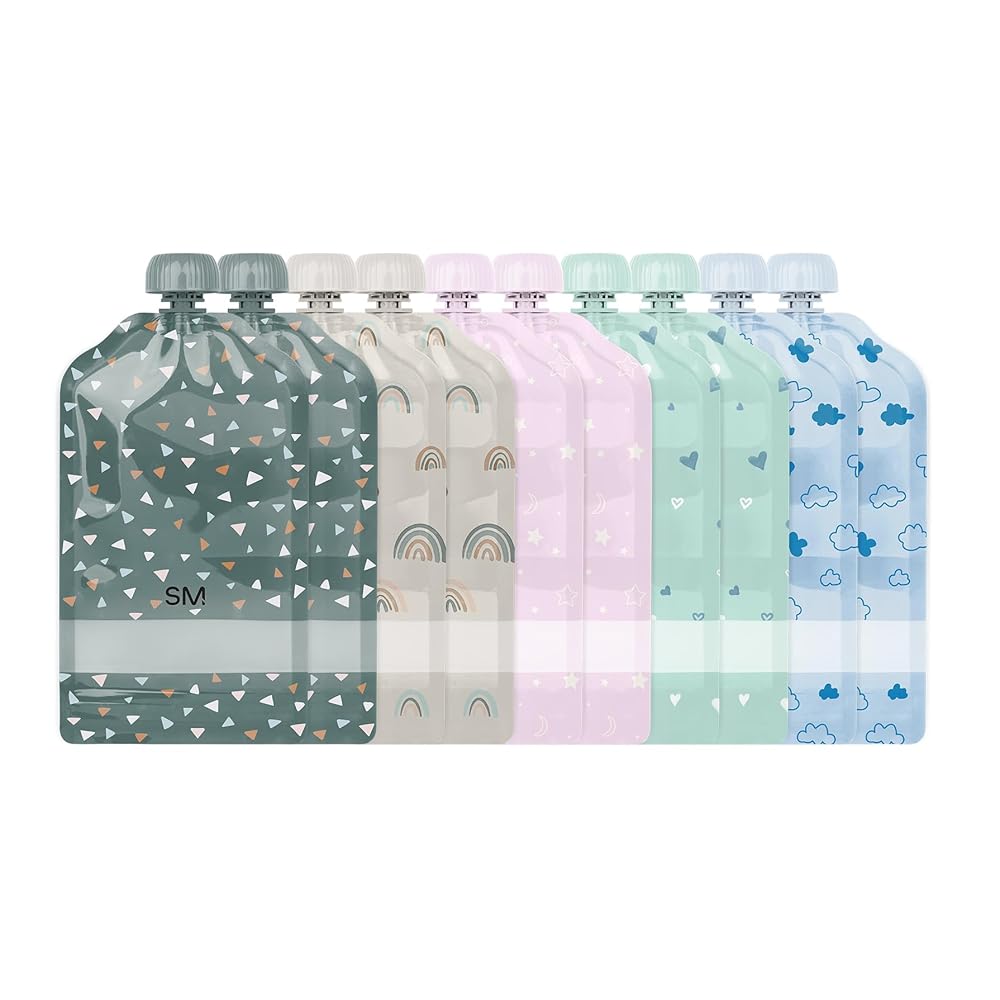 Simple Modern Reusable Baby Food Pouches for Toddlers | BPA Free Plastic, Food Safe, Freezer Safe | Refillable for Applesauce Yogurt & Puree Squeeze Pouch | 10 pack | 5oz | Assorted