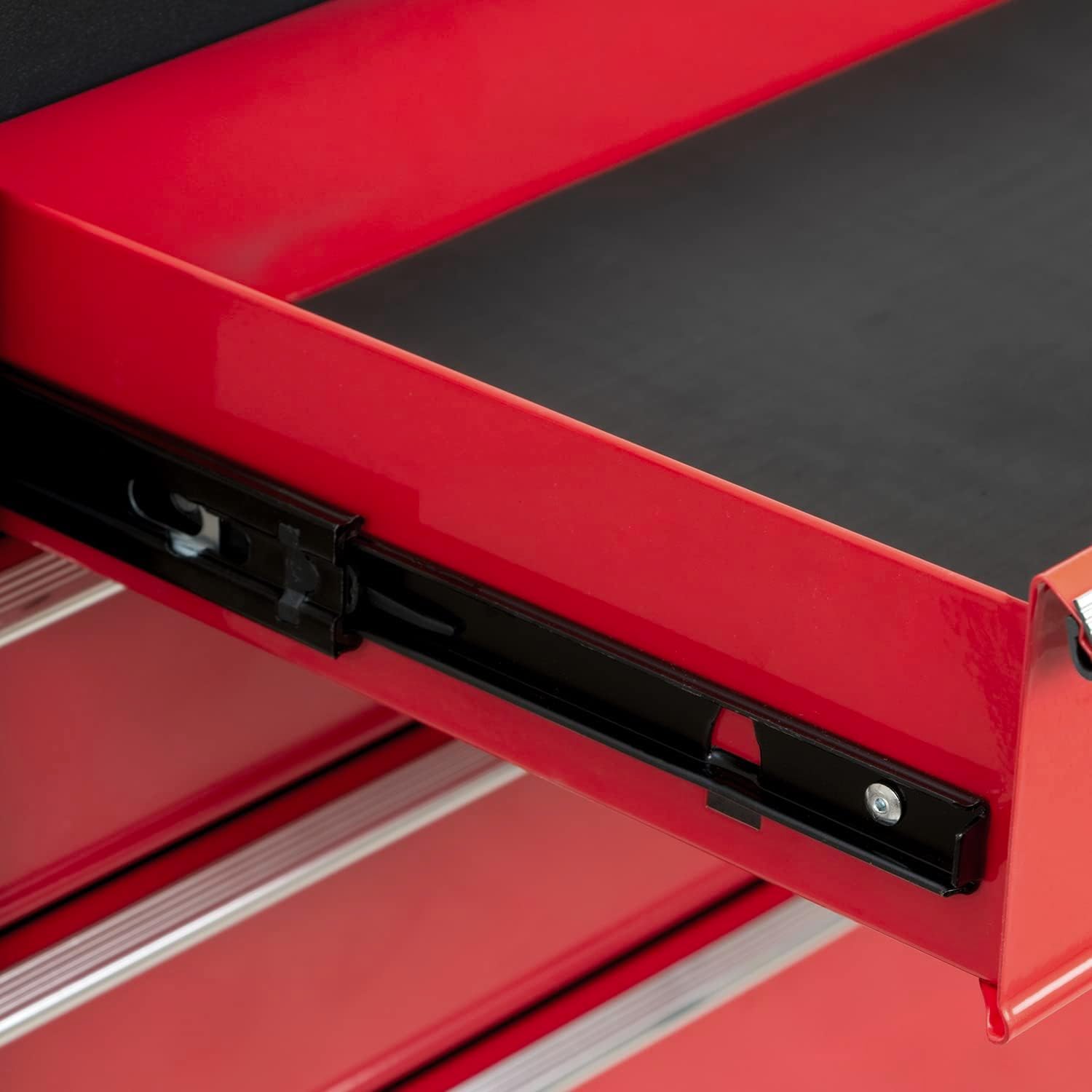 Avilia Carrello Porta Attrezzi Completo con Ruote per Officina - Acciaio Rosso Scomponibile, 5 Cassetti e Scomparti Chiudibili, 61.6x33x108.7 cm, Ideale per Meccanico, con Ruote