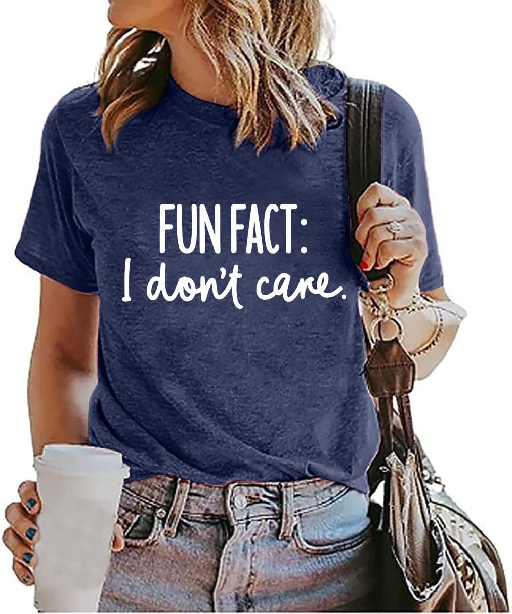 Women's Funny Graphic T-Shirt Fun Fact I Don't Care Casual Short Sleeve Tee Tops image 5