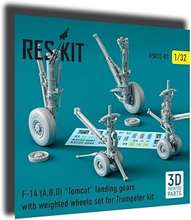 Reskit RSU32-0087 1/32 F-14 (A, B, D) Tomcat Landing Gears with Weighted Wheels Set for Trumpeter kit (3D Printing)