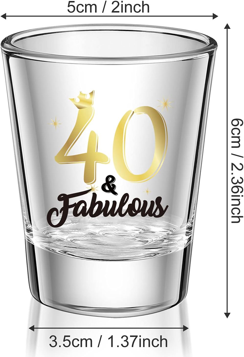 Patelai 2 Pieces 40 and Fabulous Shot Glass 2 oz Black gold 40th Birthday Wine Glasses for Women and Men Celebrate 40th Birthday Decoration