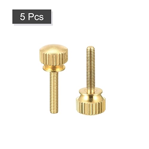 Miniatura 81 de uxcell 5 tornillos moleteados para el pulgar, pernos de hombro de latón M5 x 0.472 in, perillas de agarre escalonadas para PC, electrónicos