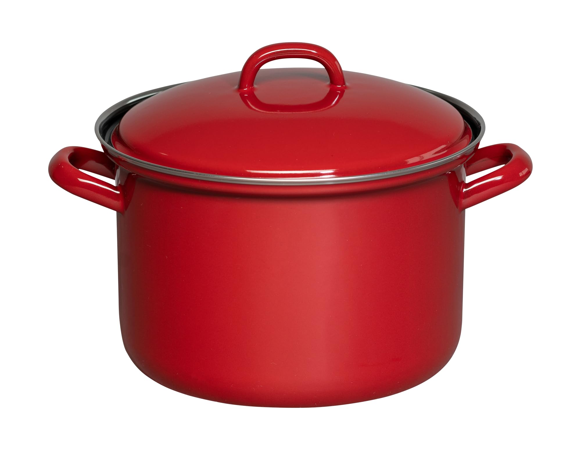 Riess, 0124-020, Topf mit Deckel Ø 20cm, COLOR ROT, Emaille, Vol. (rec.): 3,5 Liter, Made in Österreich, LBH: 27,2x21,7x18,4cm, 1,676kg, Induktionskocher kompatibel, Gasherd geeignet, Ofenfest